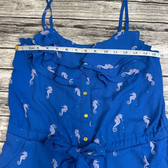 L'Amour Nanette Lepore Women's Seahorse Romper Blue White S SM Small Camisole - Picture 10 of 15